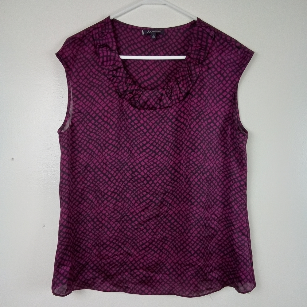 Anne Klein Purple Patterned Sleeveless Tank Top